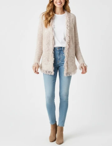 Blazer Zara, ecru/rosu