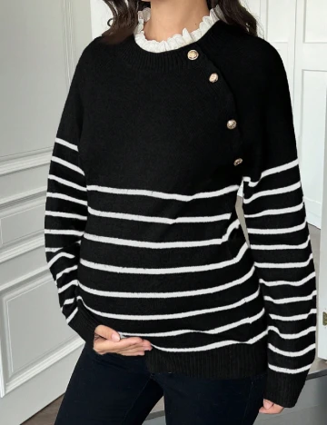 Bluza SHEIN Maternity, negru/alb