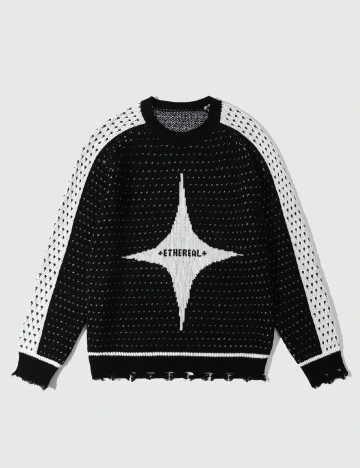 Pulover Romwe, negru/alb