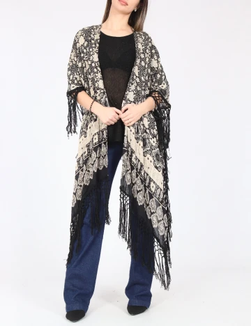 Esarfa Bershka, bej/negru