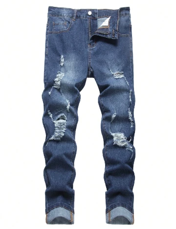 Blugi SHEIN Plus Size Men, albastru