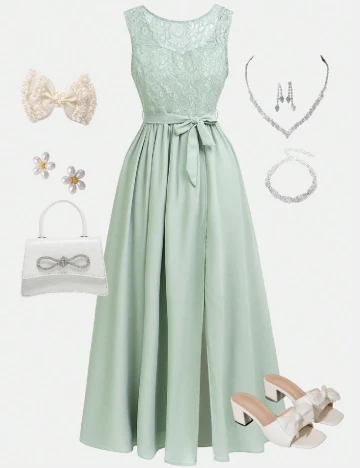 Rochie lunga Shein Kids, verde