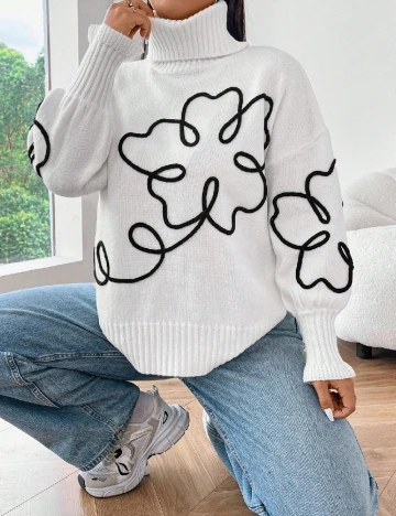 Pulover SHEIN CURVE, alb