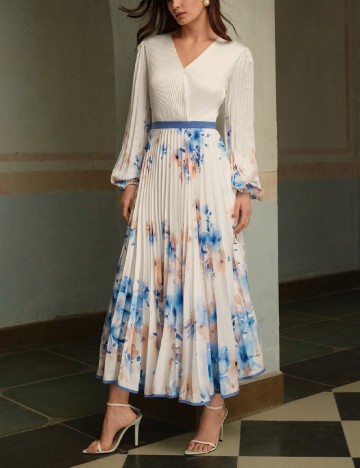 
						Rochie lunga MOTF, alb/albastru