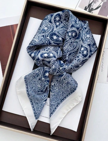 Esarfa SHEIN, alb/albastru