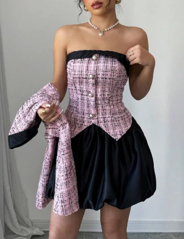 Rochie scurta SHEIN, roz/negru