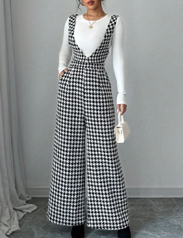 
						Salopeta SHEIN, alb/negru