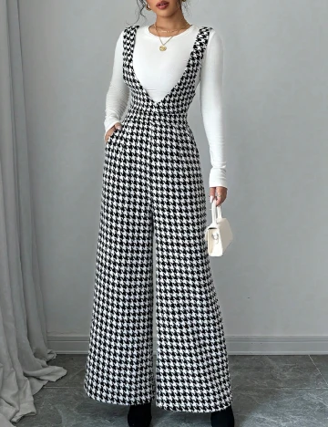 Salopeta SHEIN, alb/negru