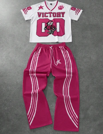 Compleu SHEIN, alb/roz