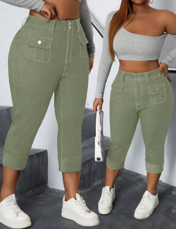 Blugi SHEIN CURVE, verde