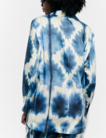 Sacou Zara, albastru/ecru