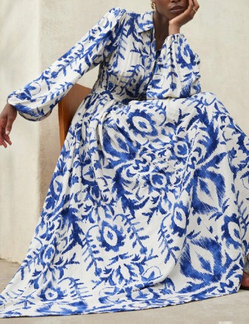 
						Rochie lunga SHEIN, albastru/alb