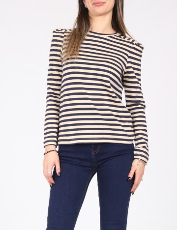 Bluza Zara, crem/bleumarin