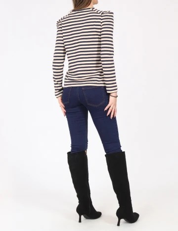 Bluza Zara, crem/bleumarin