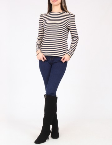 Bluza Zara, crem/bleumarin