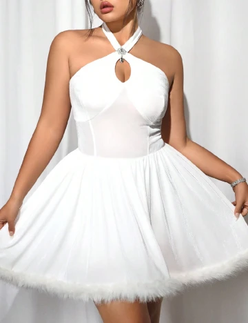 Salopeta SHEIN CURVE, alb