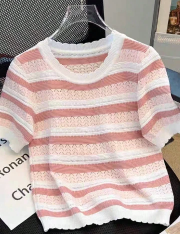 Bluza SHEIN CURVE, alb/roz