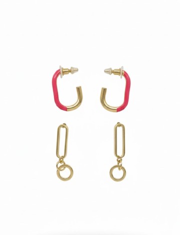 
						Cercei 2 perechi Trendz, auriu/roz