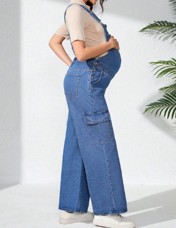 Salopeta SHEIN Maternity, albastru