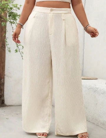 Pantaloni SHEIN CURVE, ecru