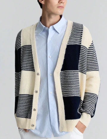 Cardigan SHEIN, bleumarin/ecru