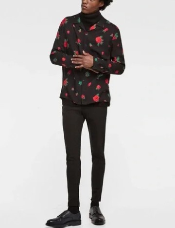 
						Camasa Zara, negru/rosu