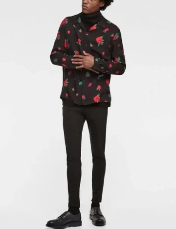 Camasa Zara, negru/rosu