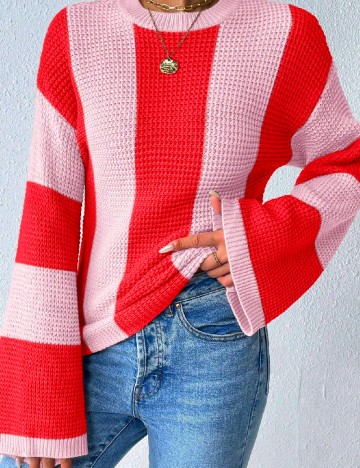 
						Pulover SHEIN, rosu/roz