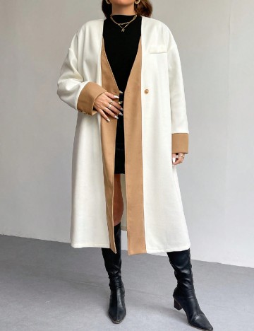 
						Palton SHEIN CURVE, alb/maro