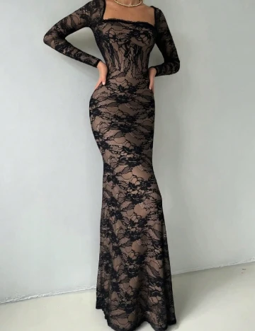 Rochie lunga SHEIN, negru/maro