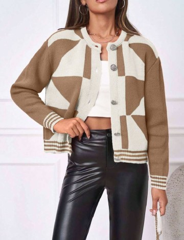 
						Cardigan SHEIN, alb/maro