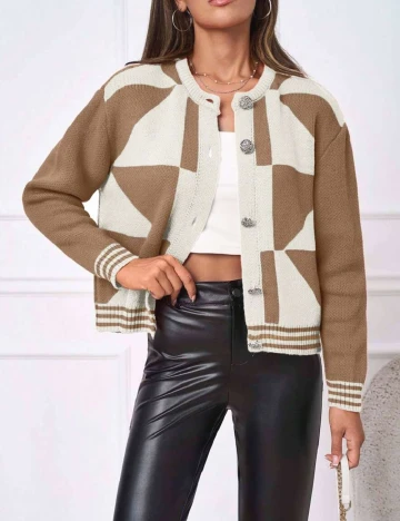 Cardigan SHEIN, alb/maro