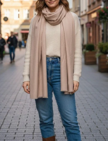 Esarfa Pull&Bear, crem