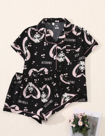 Pijama SHEIN, roz/negru