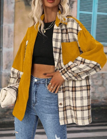 Camasa Oversize SHEIN, galben/maro