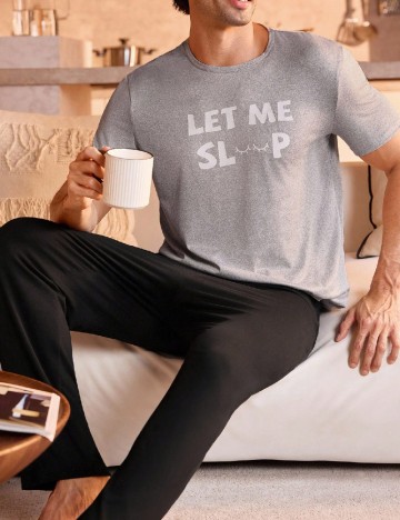 Pijama SHEIN, negru/gri