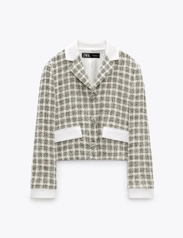 
						Sacou Zara, alb/verde