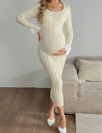 Rochie medie SHEIN Maternity, crem