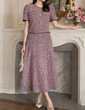 Compleu Dazy, roz pudra inchis