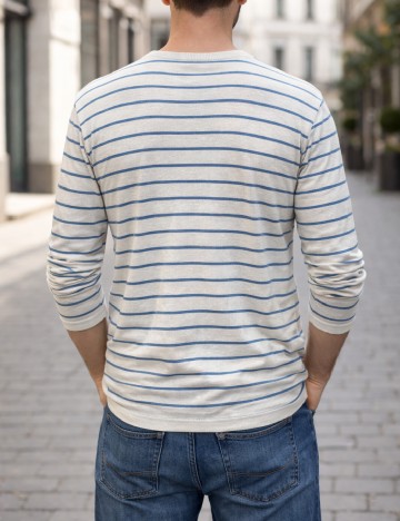 Bluza Pull&Bear, alb/albastru