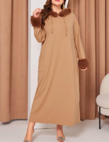 Rochie lunga SHEIN CURVE, maro deschis