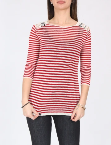 Bluza Zara, alb/rosu