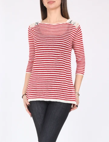 Bluza Zara, alb/rosu