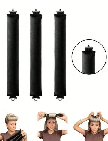 Set ondulatoare fără caldura 3 bucati SHEIN, negru
