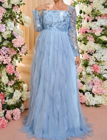 
						Rochie lunga SHEIN CURVE, albastru