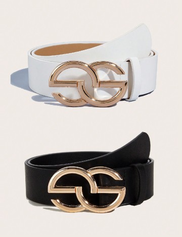 
						Set Curele 2 bucati SHEIN, alb/negru