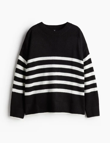 Bluza Oversize H&M, negru/alb