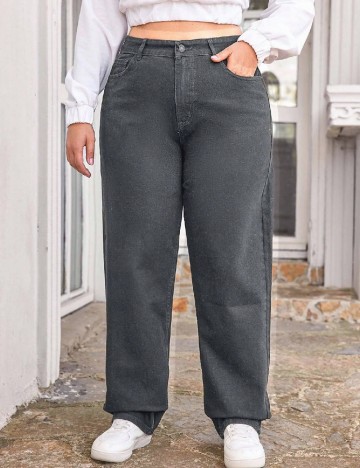 
						Blugi SHEIN CURVE, gri inchis