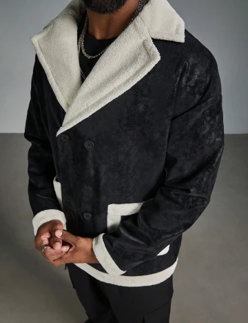 Jacheta SHEIN Plus Size Men, negru