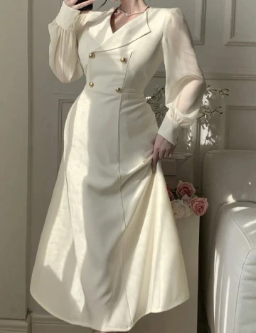 Rochie medie Dazy, ecru